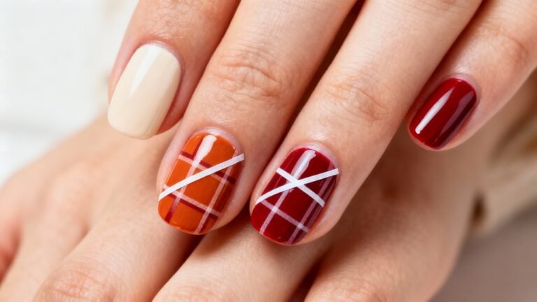 autumn plaid nail tutorial