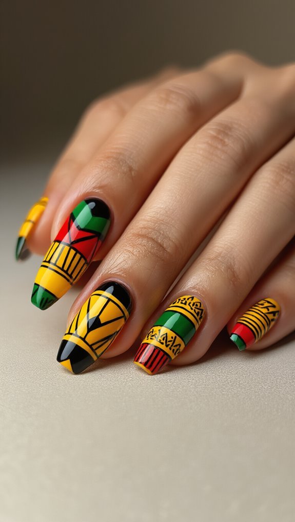 bold kente geometric nails