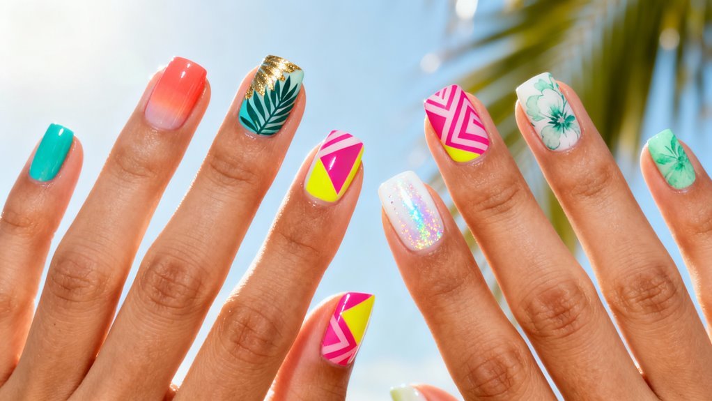 bright colorful summer nail designs