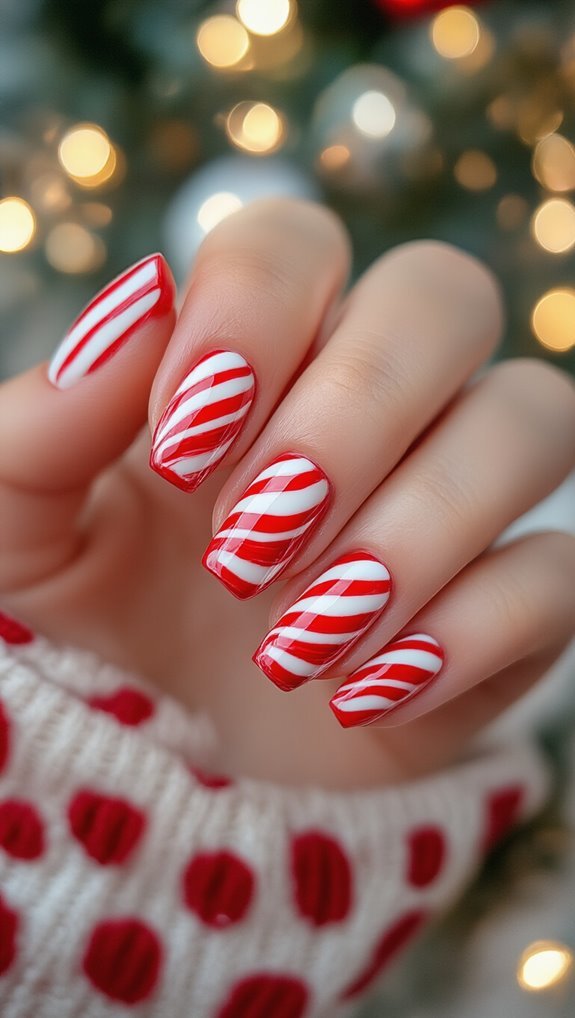 candy cane striped manicure