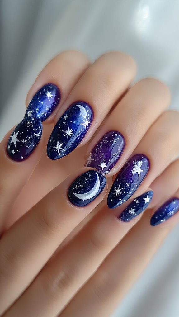 cosmic crescent stars nailart