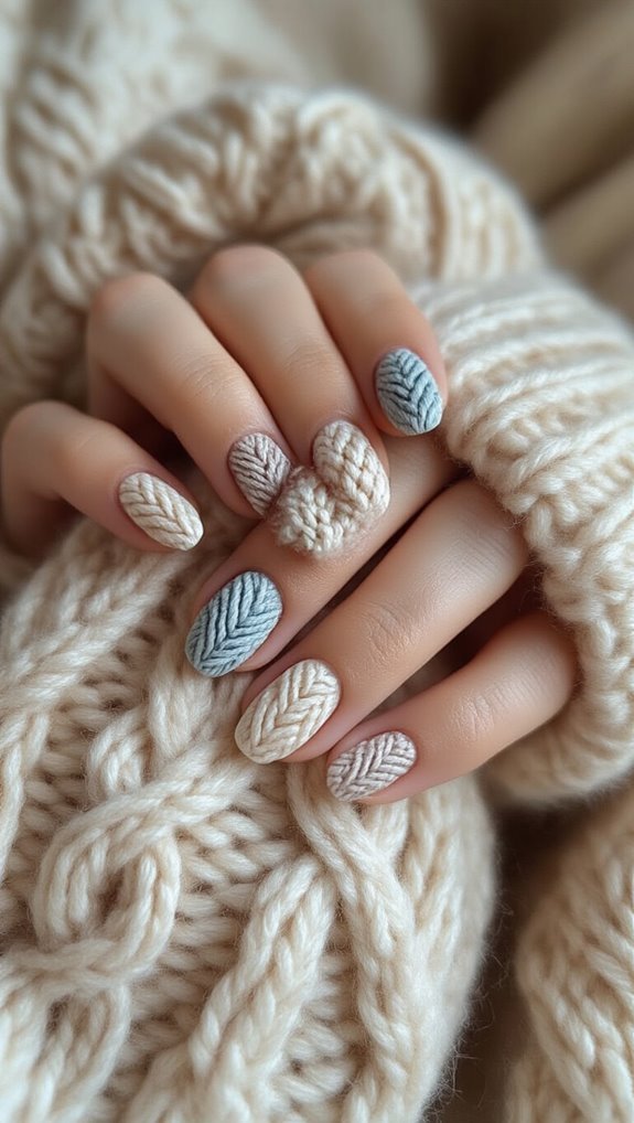 cozy sweater inspired knit nails