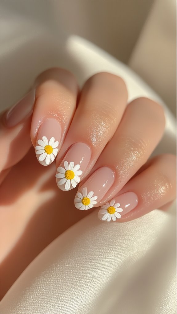 delicate daisy french tips