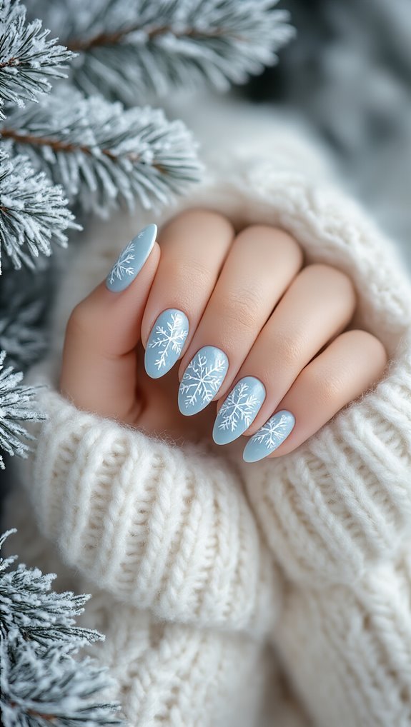 delicate icy snowflake nailart