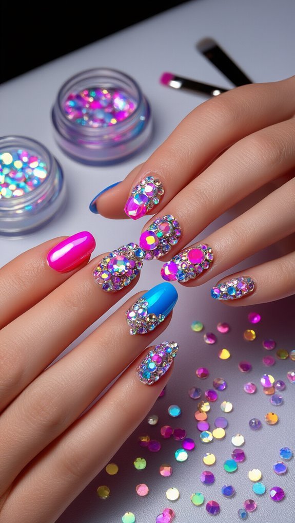 dimensional rhinestones layered y2k embellishments