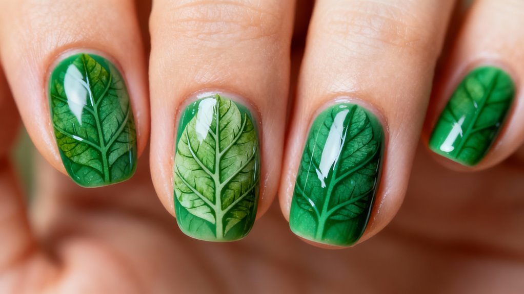 easy green leafy nailart