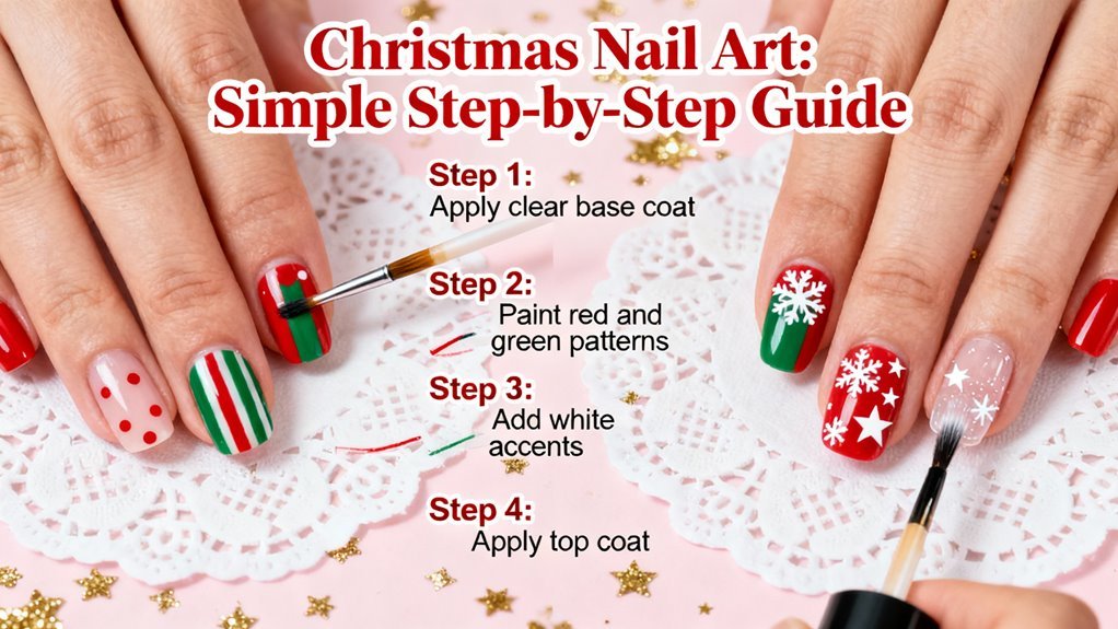 festive step by step christmas nails