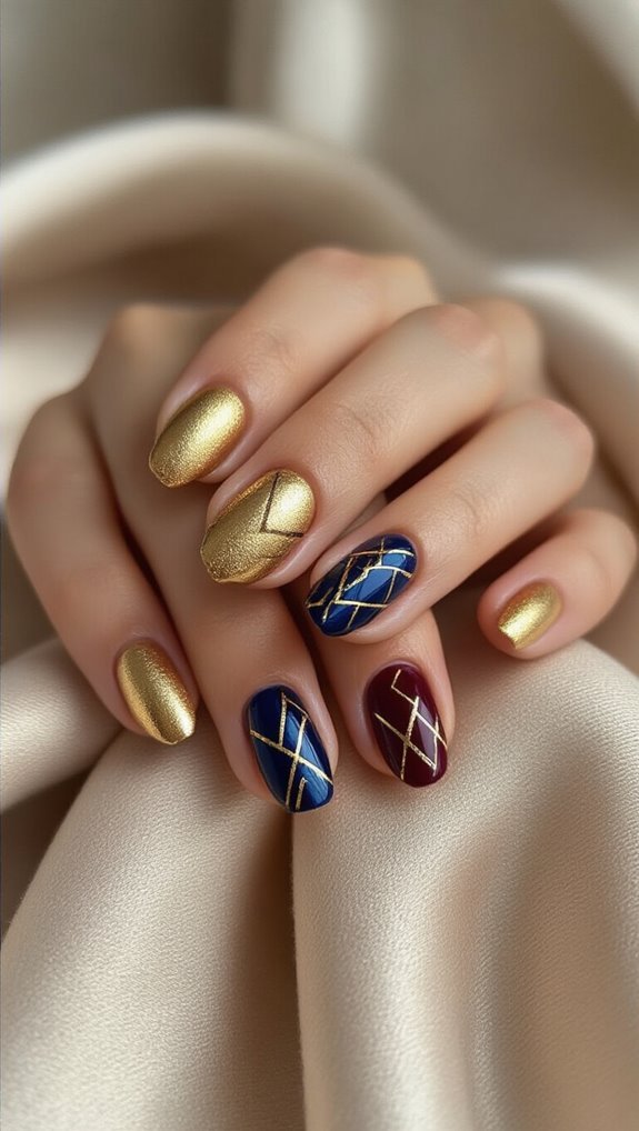 gold contrasts with black and nude
