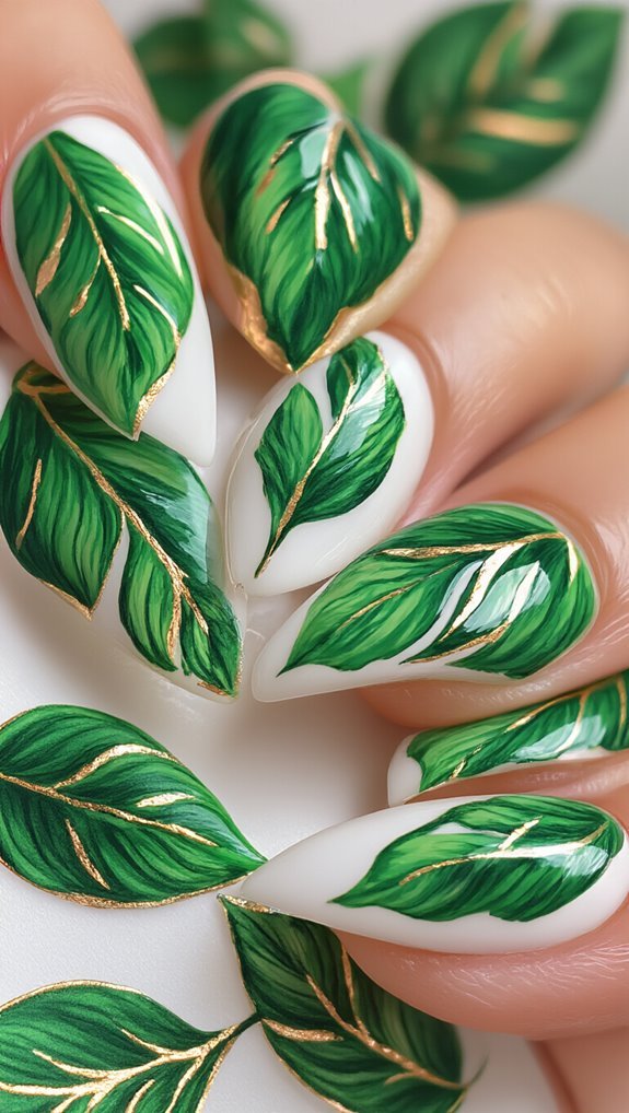 gold framed botanical metallic veins