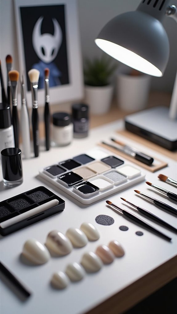 hollow knight monochrome nail art