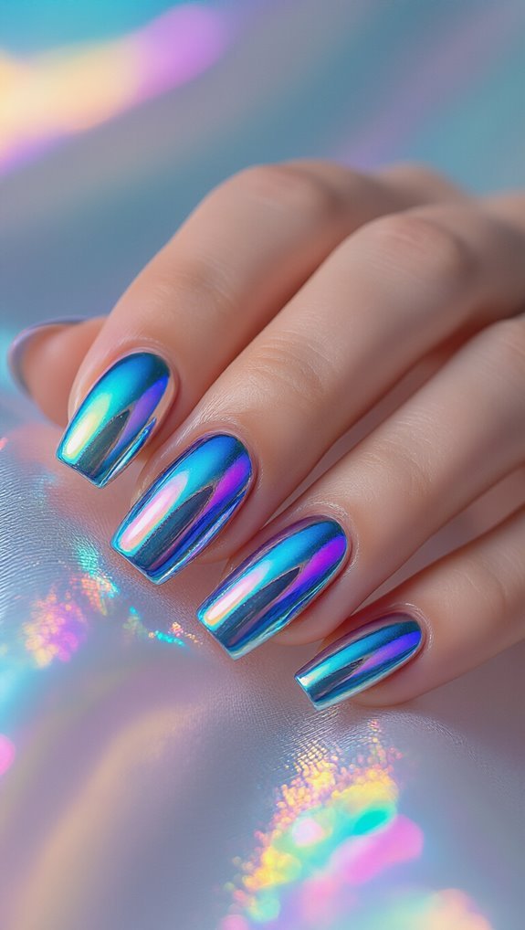 iridescent aurora chrome nails