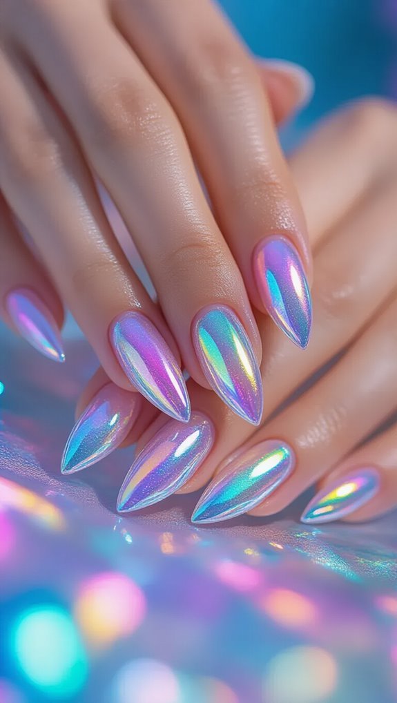 iridescent glass aurora nails
