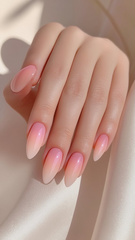 korean style blush ombr nails