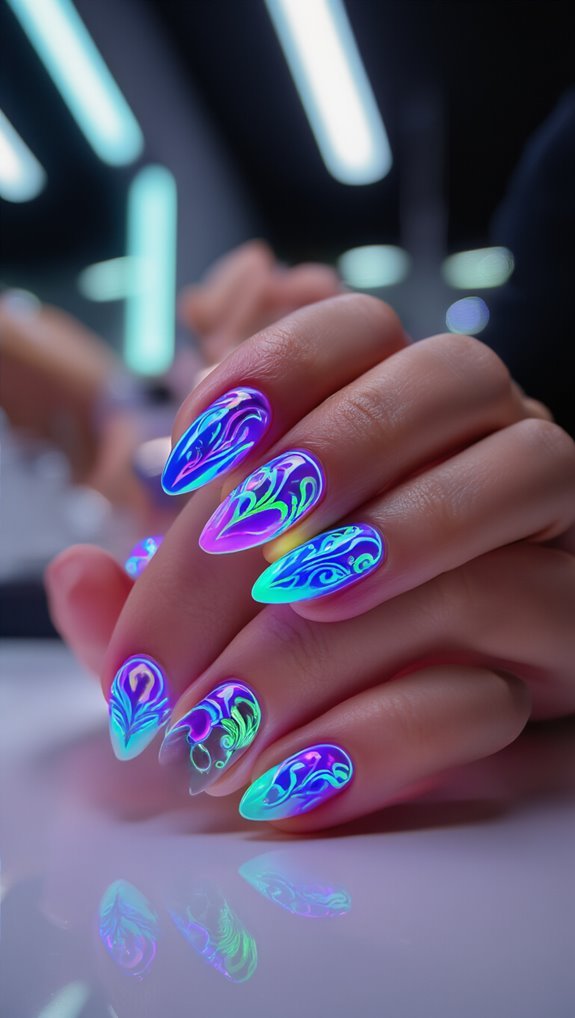 led reactive phosphorescent neon manicures