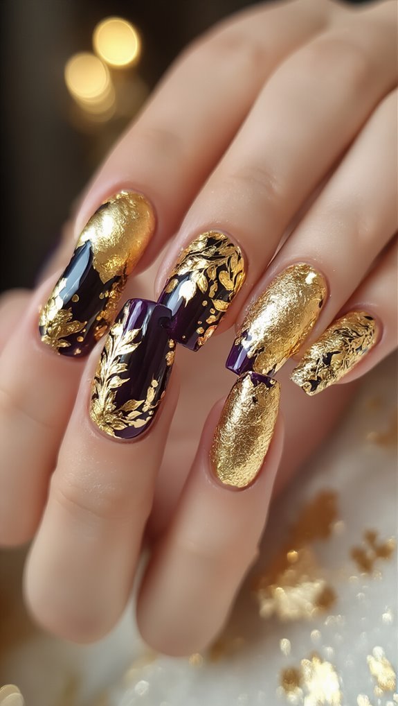 opulent gold leaf metallic nailart