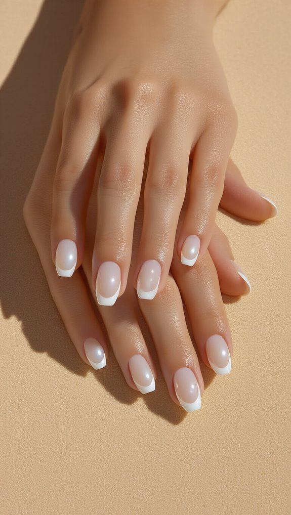 pearlescent gulf inspired french manicure