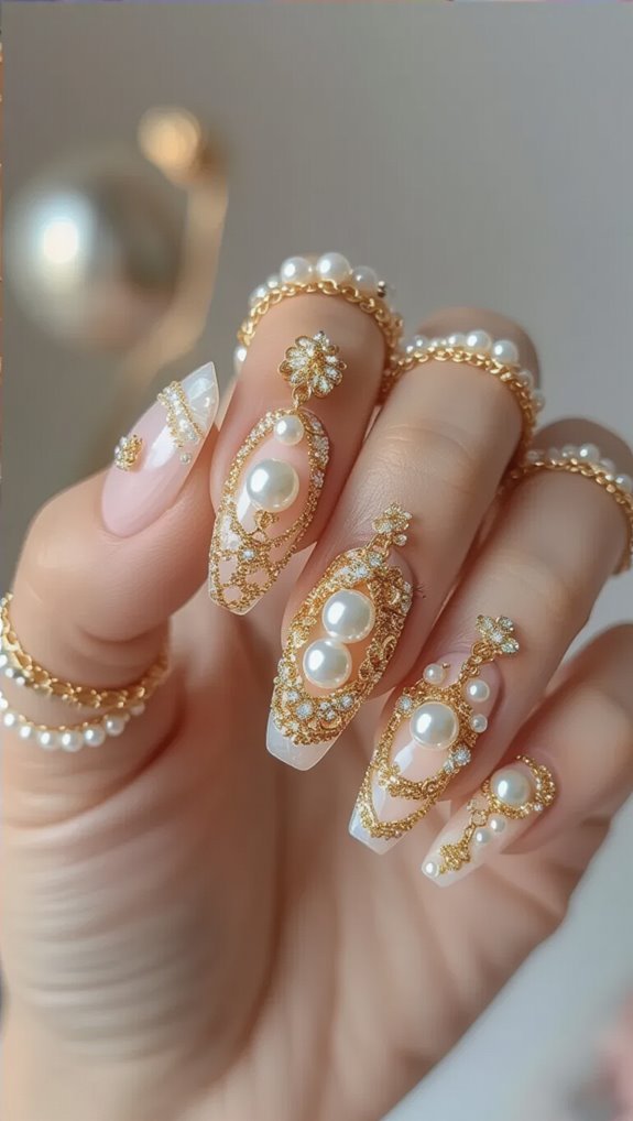 pearls chains charm layering