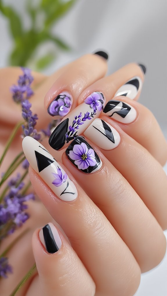 premium floral geometric nail decals