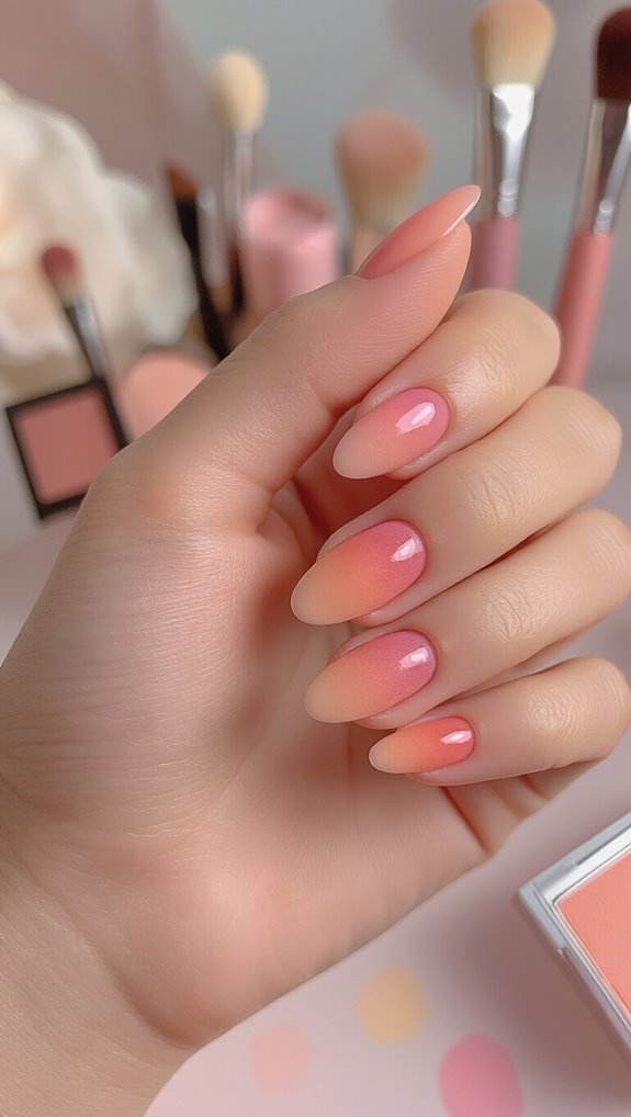 soft focus blush gradient nails