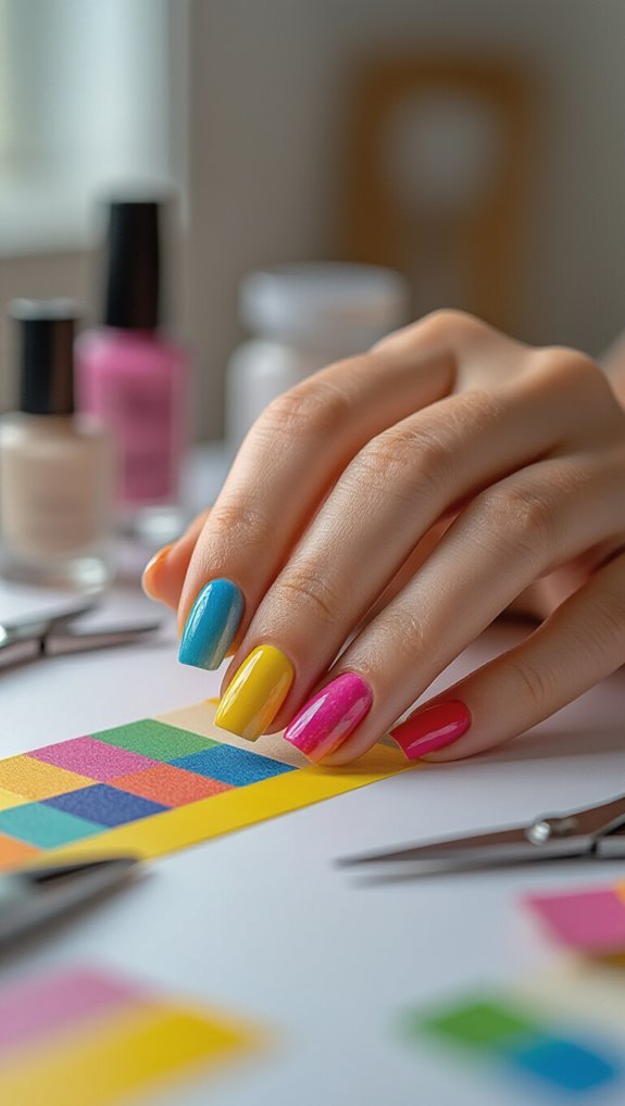 tape crafted precise geometric nailart