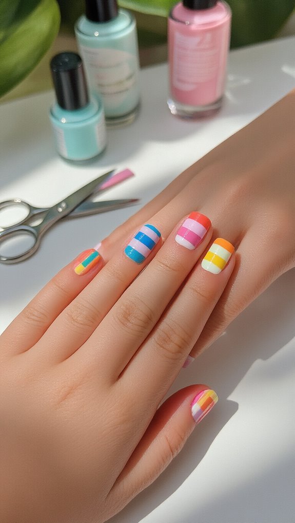 tape created crisp colored stripes
